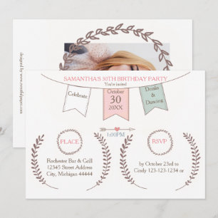 Bunting Elegante - Convite de aniversário