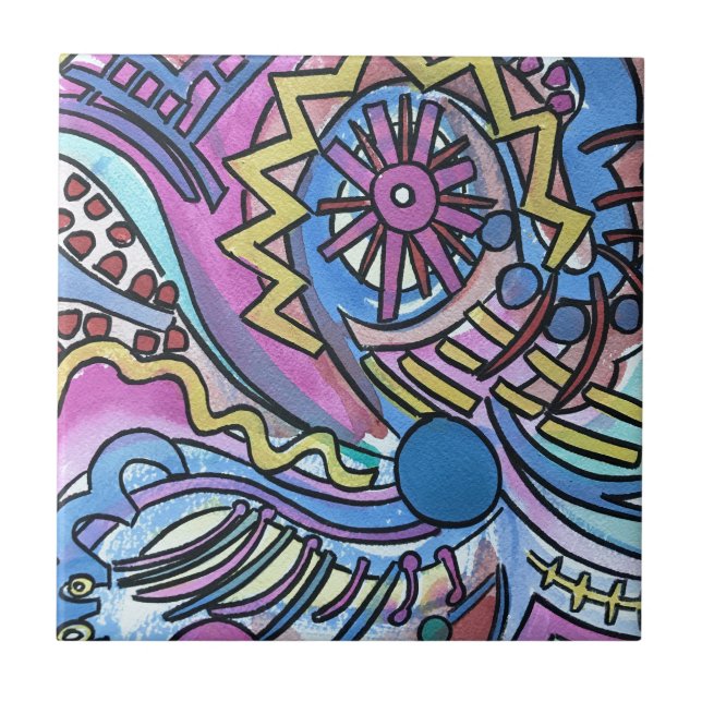 Buon Giorno-Hand Pinted Abstrato Geométrico Art (Frente)