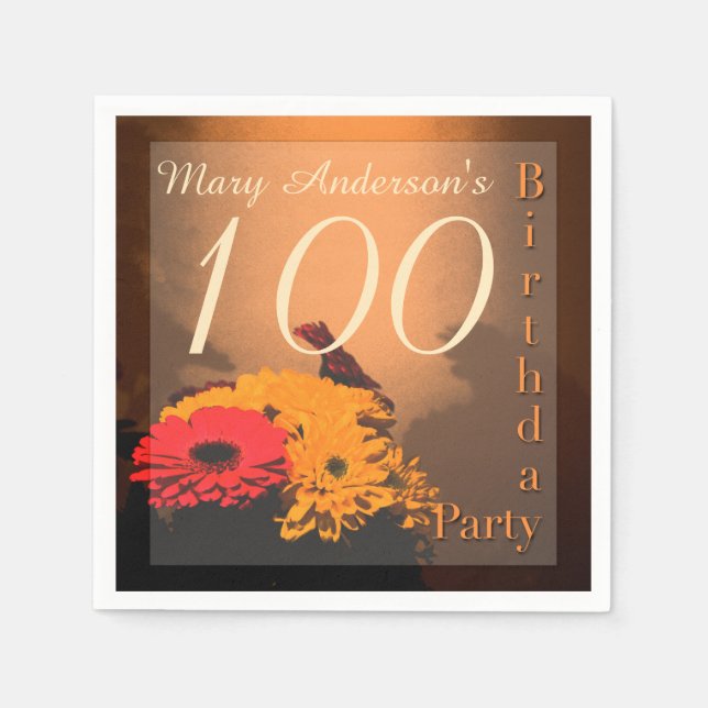 Buquê 100º guardanapo de papel de aniversário (Frente)