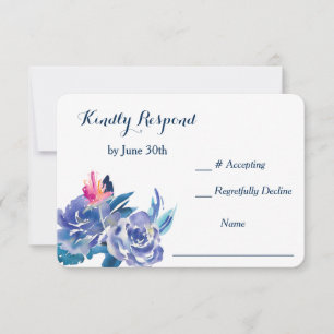 Buquê azul dos rosas que Wedding RSVP