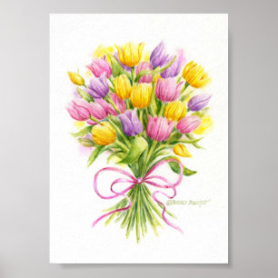 Buquê brilhante e bonito do poster da tulipa