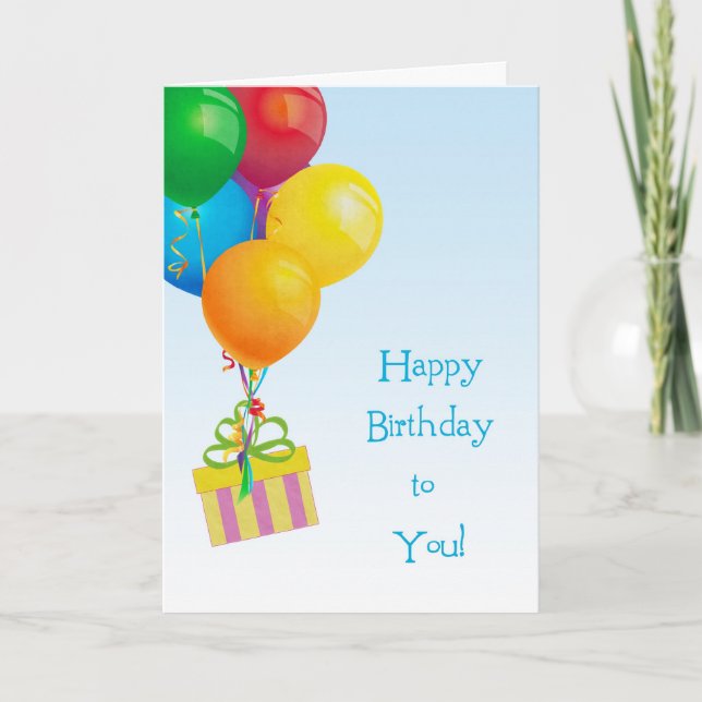 Buquê Colorido, Presente, Cartão de Aniversário (Frente)