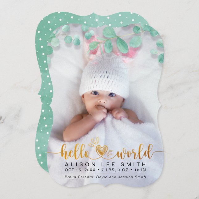 Buquê de Aqua e pontos saudação anúncio do bebê do (Frente/Verso)