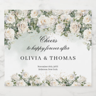 Buquê de aquarela opulenta rosas brancas verdes