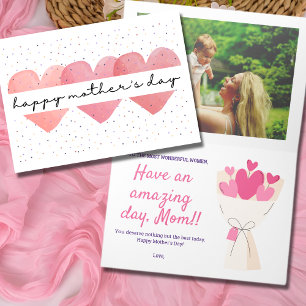 Buquê de coração cartão Feliz Dia das Mães