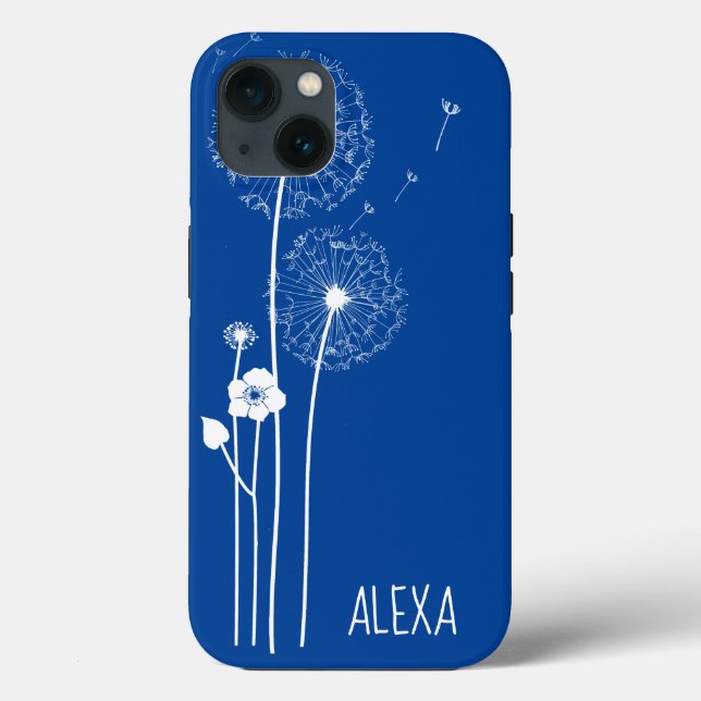 Buquê de Dandelion branco em azul (Verso)