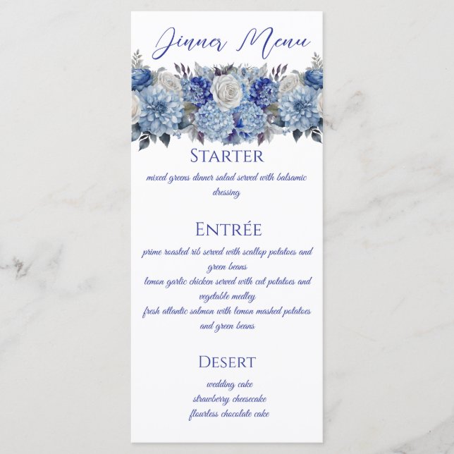 Buquê De Flor Azul De Água - Casamento - Menu (Frente)
