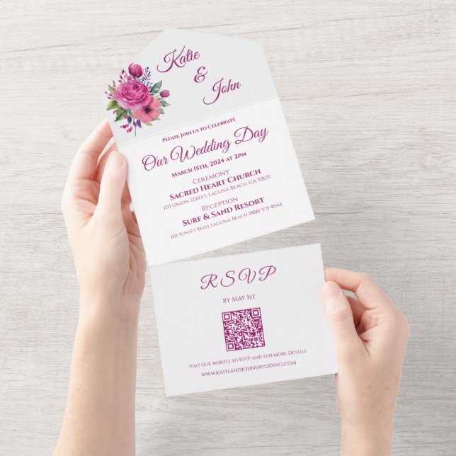 Buquê De Flor Cor-De-Água Rosa-Casamento- (Aba destacável)