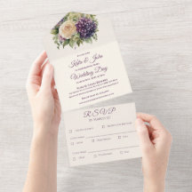 Buquê De Flor Púrpura A Aquarela- Casamento