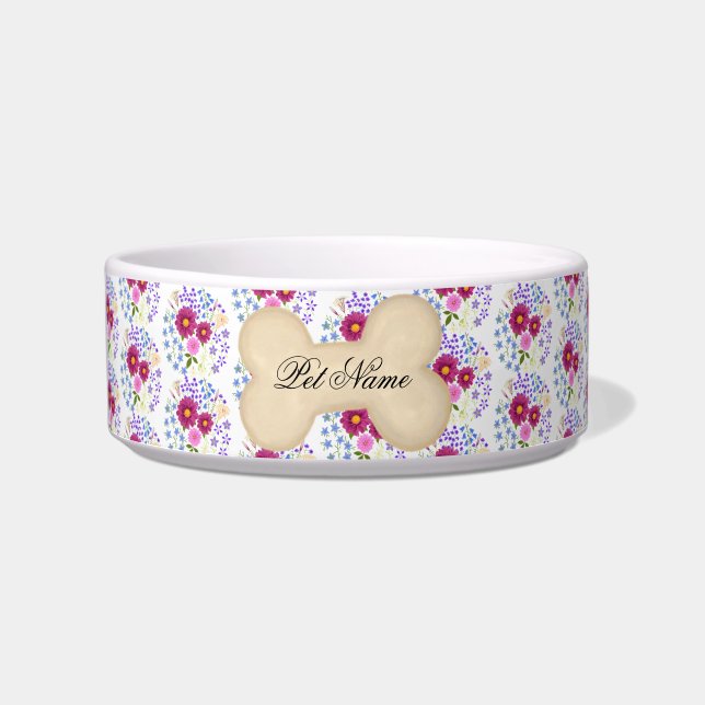 Buquê de Flores com Tigela de Pet Branco Dahlia (Frente)