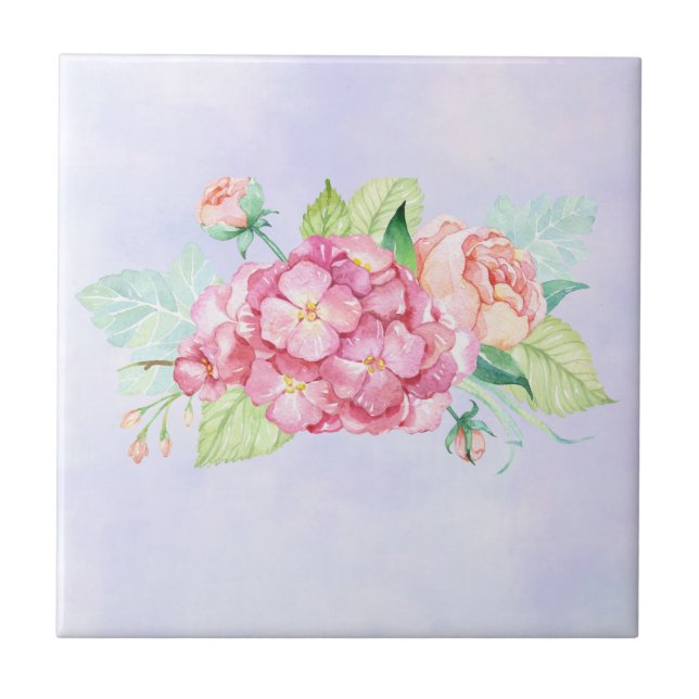 Buquê de Flores de Aquarela Rosa Elegante (Frente)