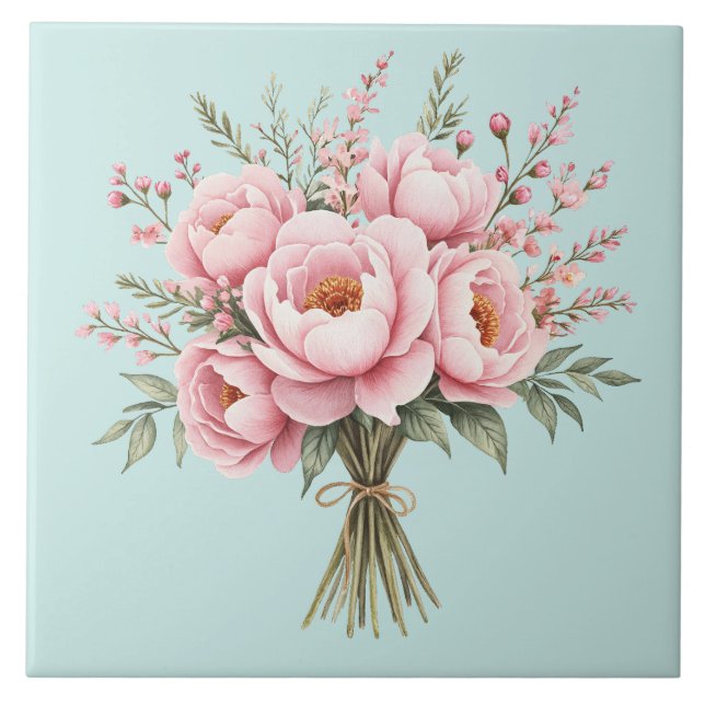 Buquê de Flores de Peônia Rosa Bonita (Frente)
