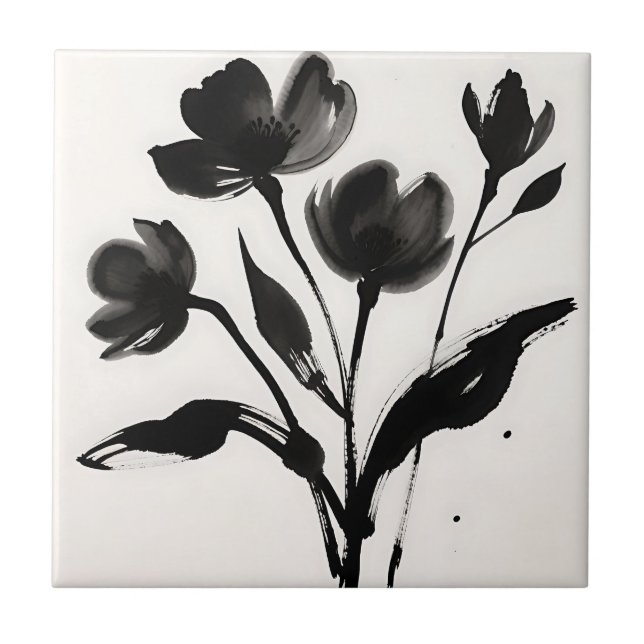 Buquê de Flores de Tinta Preta (Frente)