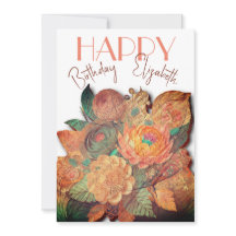 Buquê de flores - Madeira - Cartão de Aniversário