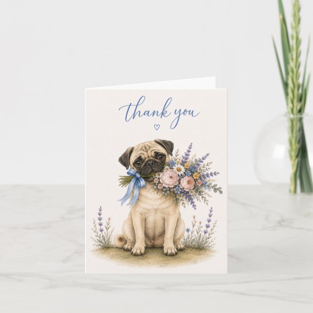 Buquê de Flores Pug Agradecimento (Frente)
