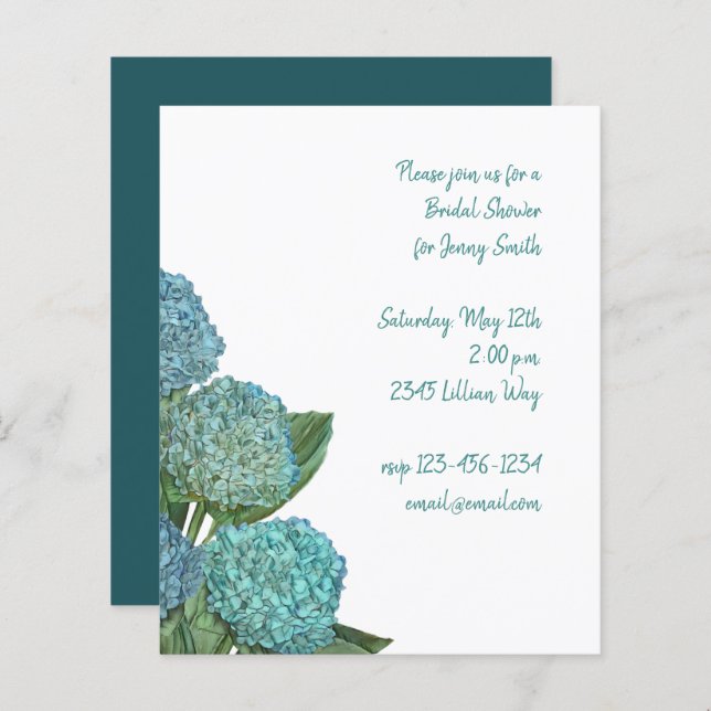 Buquê de Hydrangea azul Dusty (Frente/Verso)