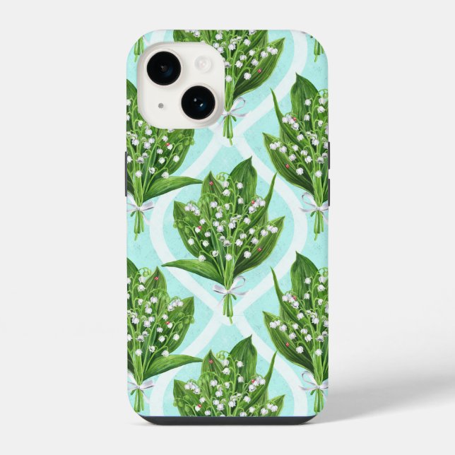 Buquê de lírio das flores do vale em azul (Verso)