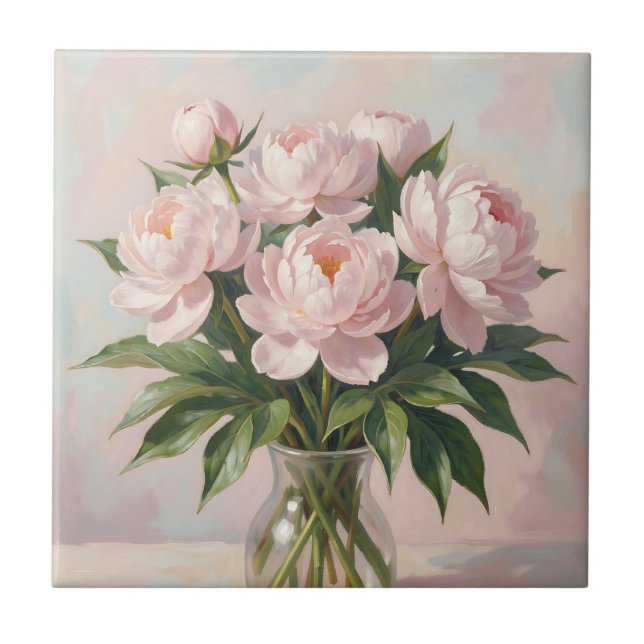 Buquê de Peônia Rosa Bege Romântico Floral  (Frente)