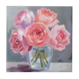 Buquê de Peônia Rosa Pintado com Aquarela Floral