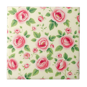 Buquê de Rosa Rosa Vintage Floral Pastel Chintz