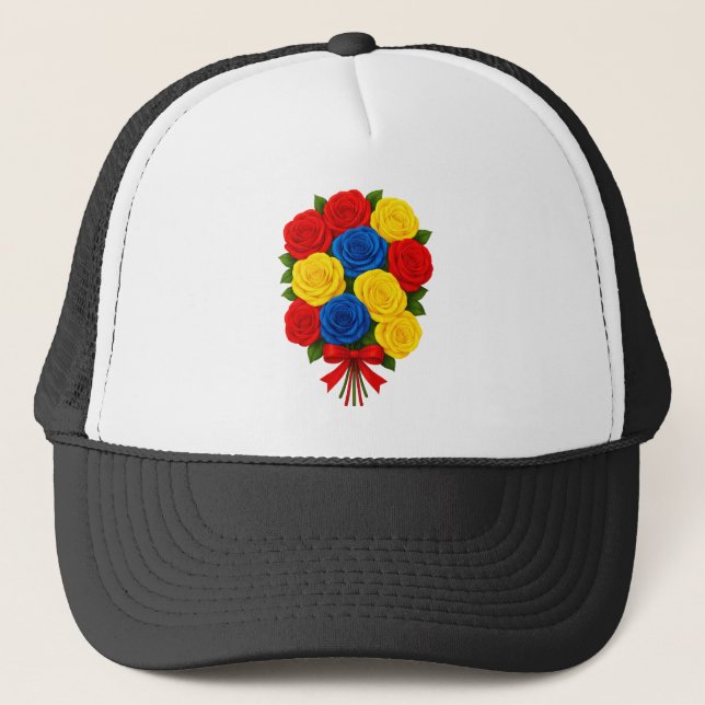 Buquê de Rosas Boné Trucker Feminino (Frente)