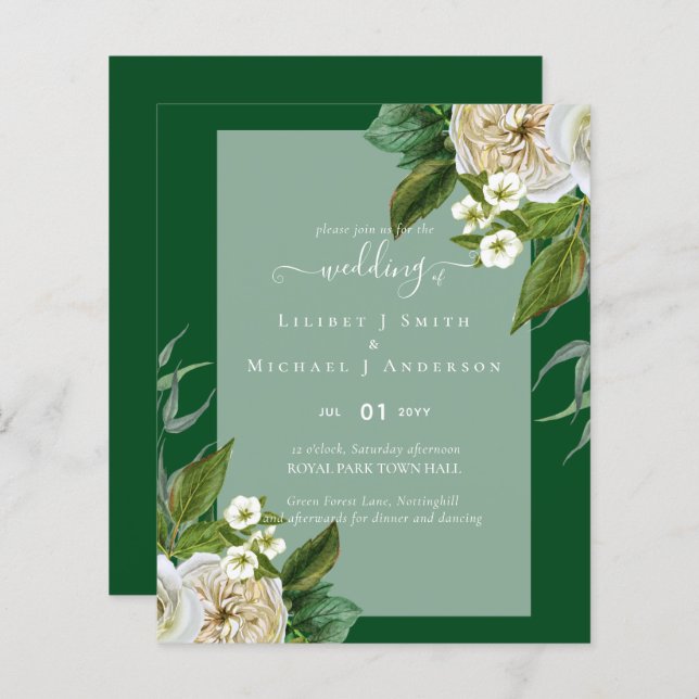 BUQUÊ de Rosas Brancas do ORÇAMENTO Casamento Flor (Frente/Verso)