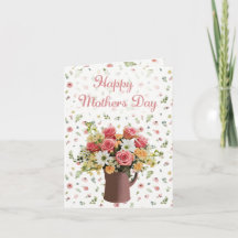Buquê de Rosas Elegante Cartão do Dia das Mães