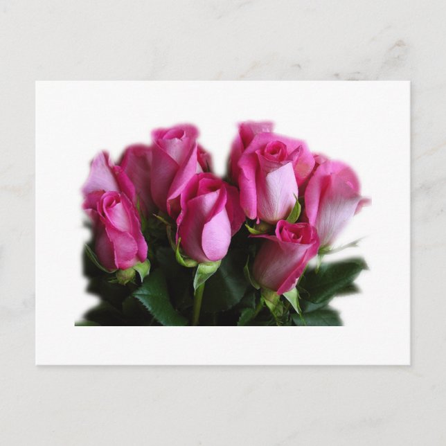 buquê de rosas rosa cartão postal (Frente)
