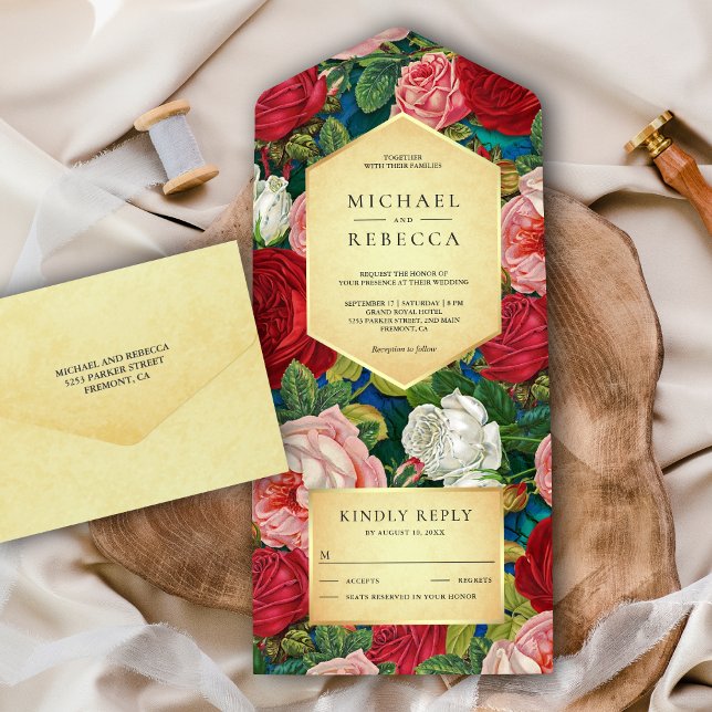 Buquê de Rosas Vermelhas Românticas Vintage Rústic (Criador carregado)