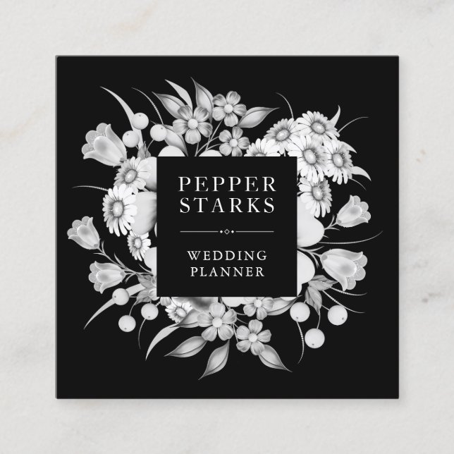 Buquê Elegante de Flores Brancas | CARTÃO DE VISIT (Frente)