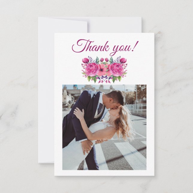 Buquê Flor Cor-de-Água Rosa, Cartões de agradecime (Frente)