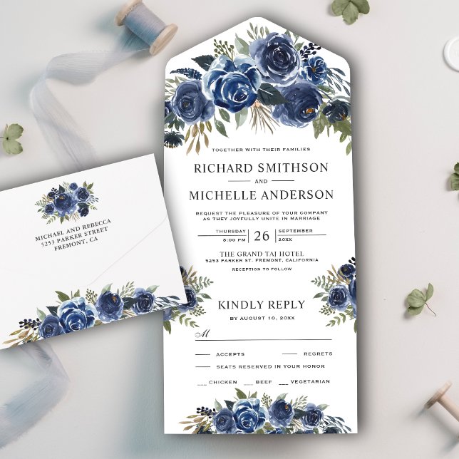 Buquê Floral Azul Naval Rústico País Casamento (Criador carregado)