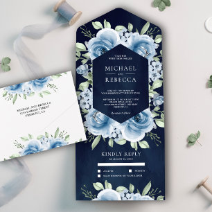 Buquê Floral Azul Poeirento Moderno Casamento Azul