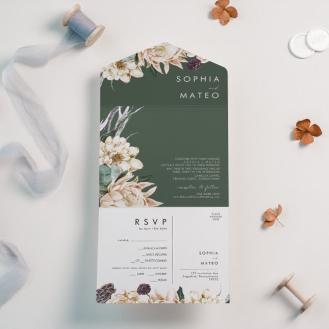 Buquê Floral Branco | Selo Verde Escuro E Envio (Criador carregado)