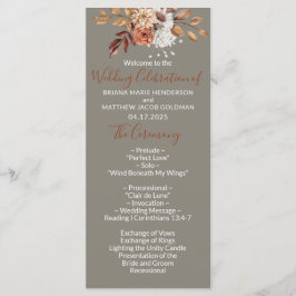 Buquê Floral de Outono Cinza Programa de Casamento