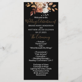 Buquê Floral de Outono Programa de Casamento Preto