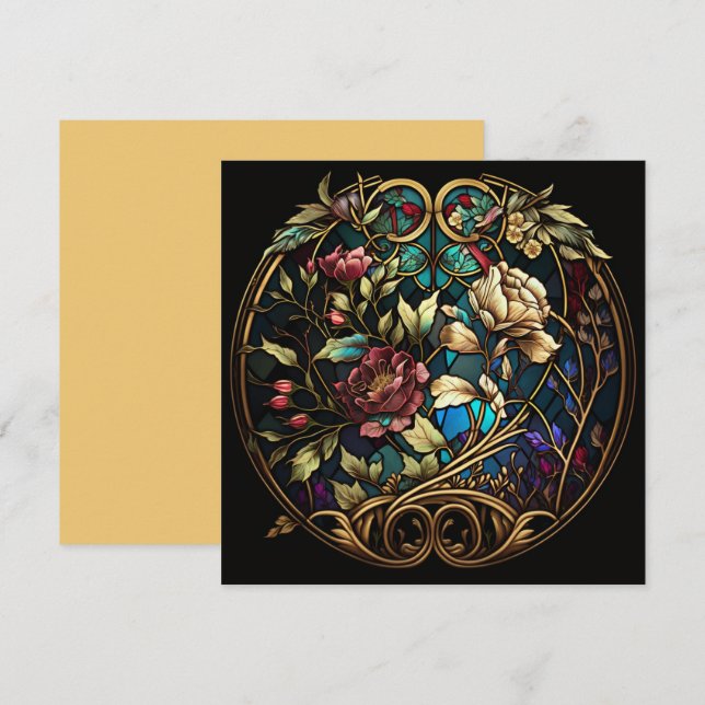 Buquê Floral de Vidro Estreito (Frente/Verso)