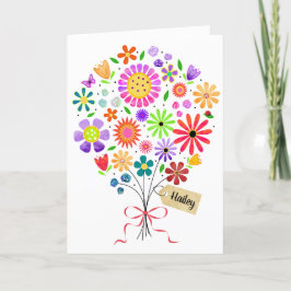 Buquê Floral Divertido com Cartão de Aniversário