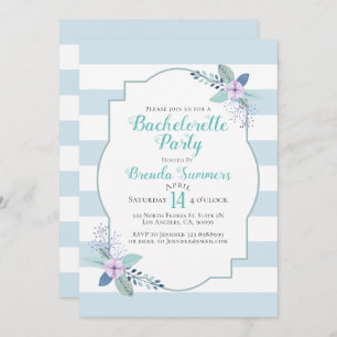 Buquê Floral Pastel Stripes Bachelorette Convite
