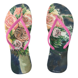 Buquê Floral Pintado à Mão Chinelos para Mulheres