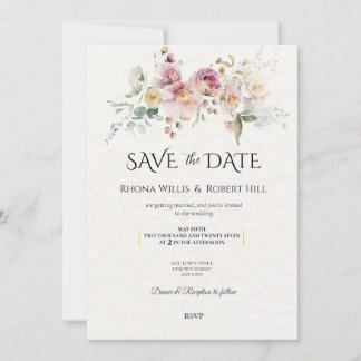 Buquê Floral Salvar a Data Convite de Casamento