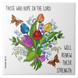 Buquê floral, verso de Isaiah 40:31