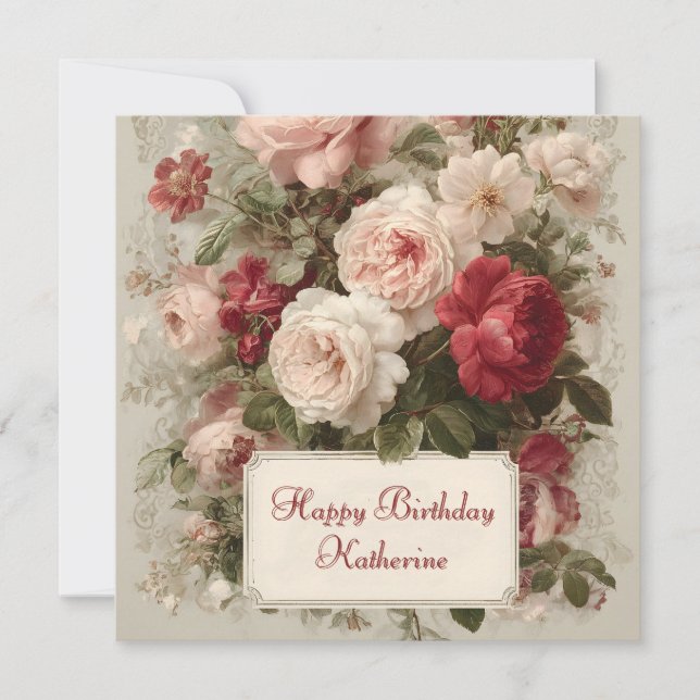 Buquê Floral Vintage com Texto Personalizado (Frente)