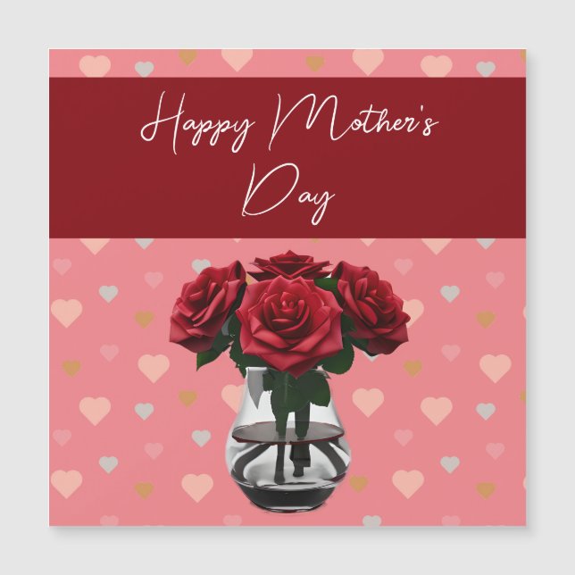 buquê rosa dia de as mães vermelho elegante floral (Frente)