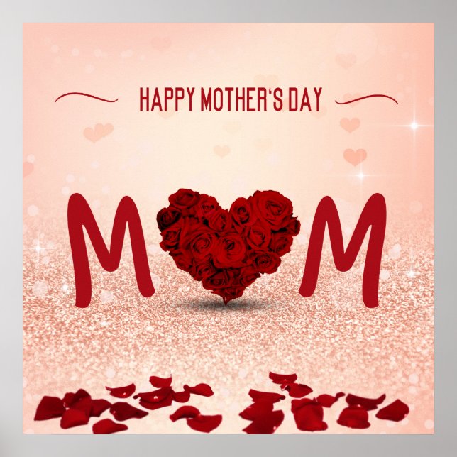 Buquê Rosa do dia de as mães - Impressão Poster (Frente)