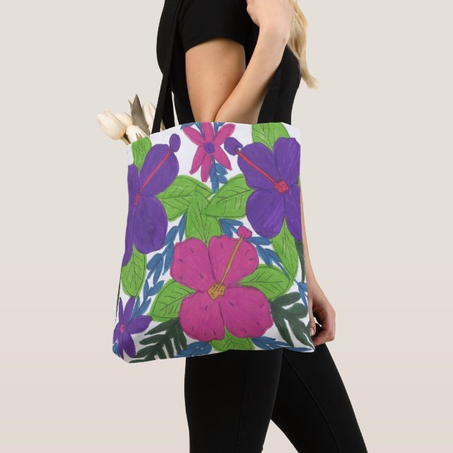 Buquê Roxo do Hibiscus Tote Bag (Close Up)