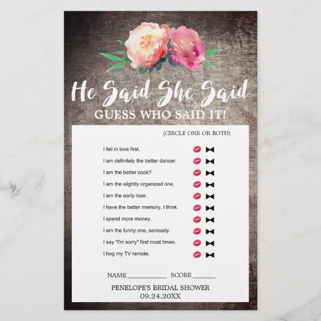 Buquê Russo De Flor "Ele Disse Que Ela Disse" Jogo (Frente)