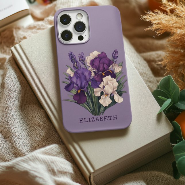 Buquê violeta personalizada floresce Capa de telef (floral gift for mom, floral gift for grandma, bridesmaid gift for her, bridal shower gift, mom gift)