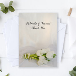 Buquê White Tulip Casamento Flat Obrigado Notas
