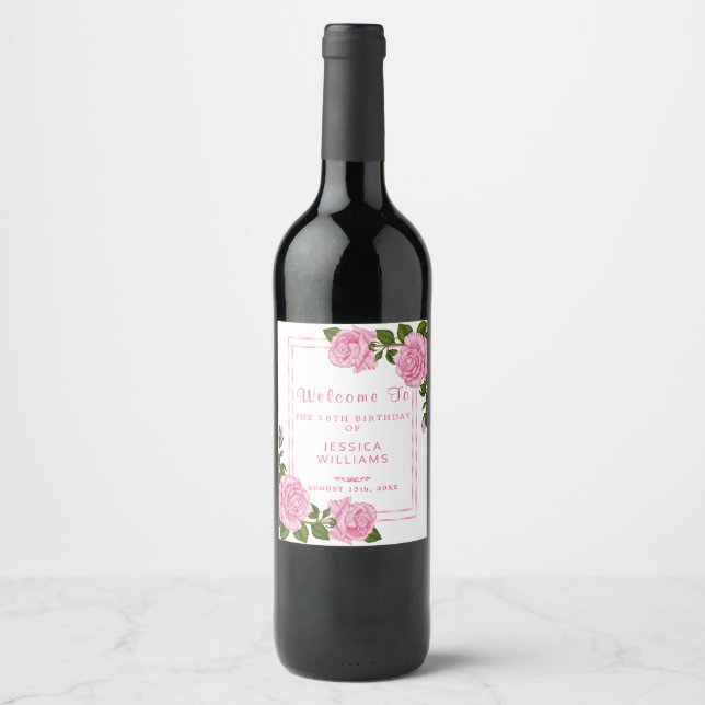 Buquês cor-de-rosa bonito Rótulo de Vinho de Anive (Frente)